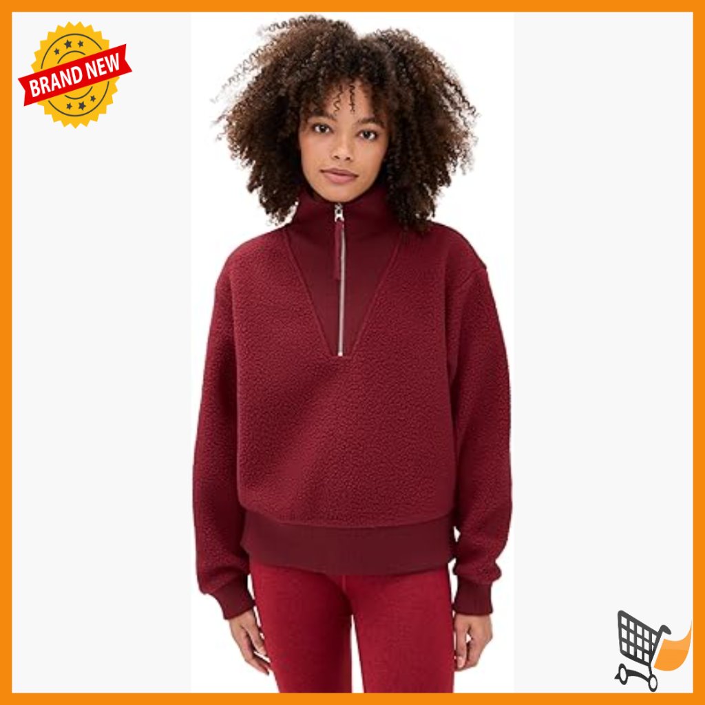 Relaxed Fit Half Zip Fleece Sweatshirt With Side Zips